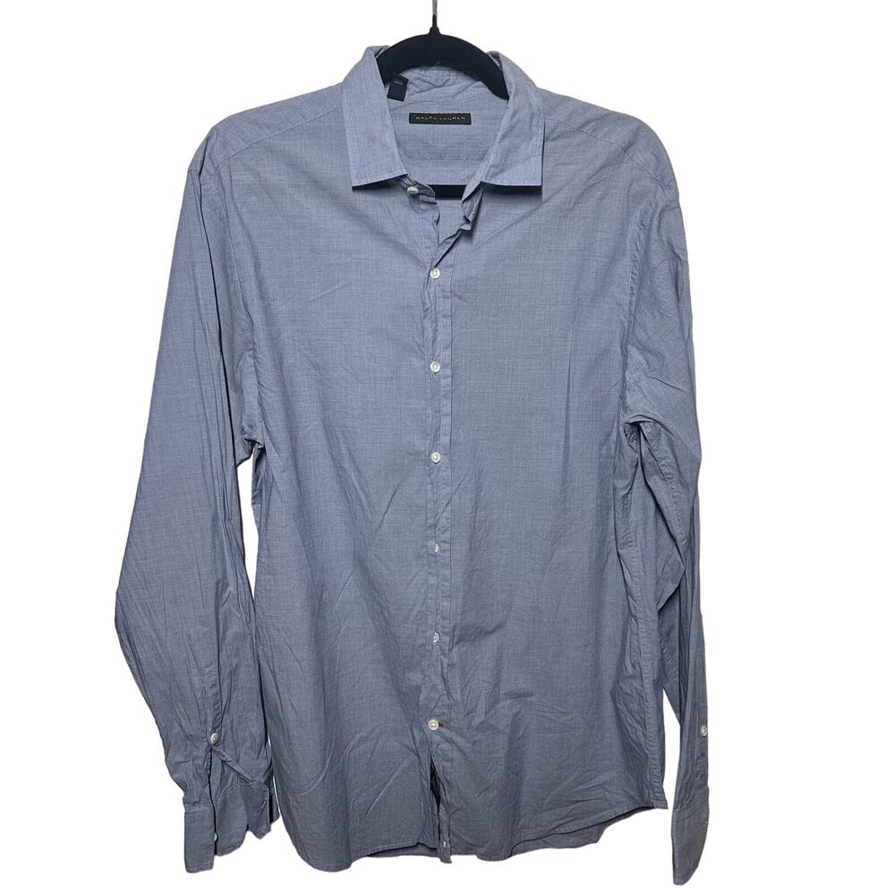 Ralph Lauren Men's Blue Long Sleeve Button Down Collared Shirt Size Large